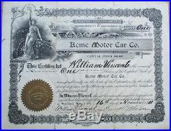 1911 Car/Automobile Stock Certificate Number #1'Acme Motor Car Company