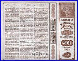 1911 El Banco Internacional e Hipotecario de Mexico $500 uncancelled & coupons