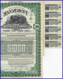 1912 PENNSYLVANIA Manatawny Railroad Company Bond Stock Certificate #75