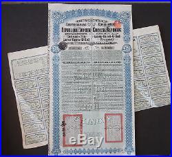 1913 China 5% Lung Tsing U Hai Railway Bond & Coupons 20 Pounds Sterling