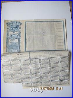 1913 Chinese Lung Tsing U Hai Railway 20 British pounds bond loan with coupons