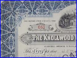 1914 The Knollwood Cemetery Co Stock Certificate #663 Issued To McIntyre