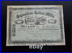 1915 Manta, GA Stock Certificate Exposition Cotton Mills #753