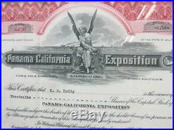 1915 Panama-California Exposition Capital Stock Certificate Rare