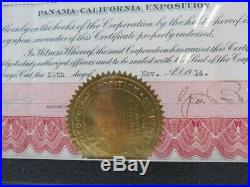 1915 Panama-California Exposition Capital Stock Certificate Rare