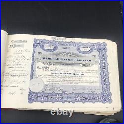 1916 Marsh Mines Consolidated Stock Certificate Book Washington 249 Certificates