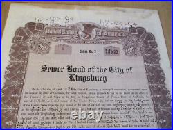 1918 California SEWER BONDCity of KINGSBURGAndrew Erickson/C. F. DRAPER Signed