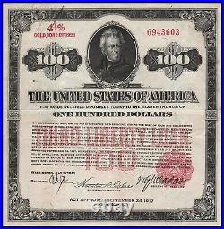 1918 United States of America Third Liberty Loan $100 Gold Bond