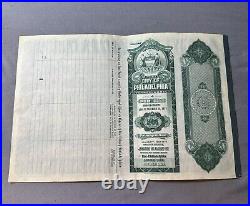 1919 ORIGINAL CITY OF PHILADELPHIA $1000 LOAN BOND Graphics GREAT SHAPE