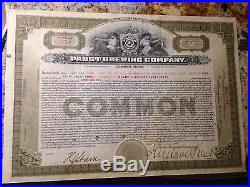 1919 PABST BREWING COMPANY RARE Stock Certificate signed GUSTAVE PABST