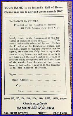 1920 Republic of Ireland 10 Dollars Bond Certificate issued with Paperwork