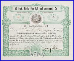 1920 St. Louis Giants Negro League Stock Certificate! Very rare