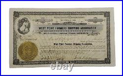 1920 West Point Farmers Shipping Stock Certificate #1 Issued To Jno. J. Albright