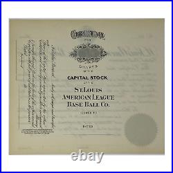 1920's St. Louis American League Base Ball Company Unissued Stock Certificate S