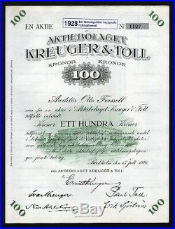 1921 Stockholm, Schweden Aktiebolaget Kreuger & Toll, 100 Kronor