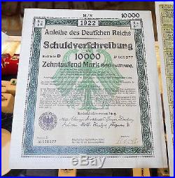 1922 Berlin German Government 10000 Mark Bonds Sequential (43)pcs No Coupons