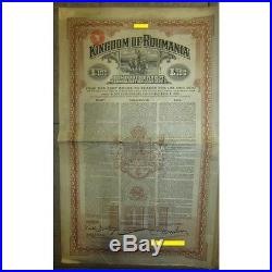 1922 Kingdom of Roumania £100 with 4% Consolidation Loan Gold bond