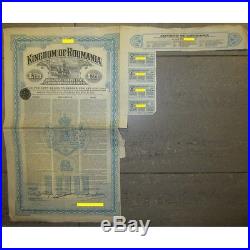 1922 Kingdom of Roumania £100 with 4% Consolidation Loan Gold bond, blue