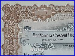 1922 MacNamara Crescent Development Stock Certificate #2 Issued To E. A. Keenan