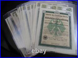 1922 Uncancelled Weimar German Bond-10000 Mark Bond With Coupons-16 Consecutive