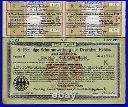 1923 Berlin Germany 1000000 Mark (1 Million Mark) Treasury Bond Schatzanweisung