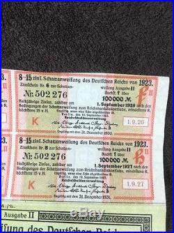 1923 Imperial German Empire 100000 Mark Bond