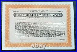 1923 Mohave County AZ Mining Stock Certificate Leviathan Metals Company