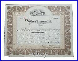 1923 Wilson Securities (DE) Stock Certificate #366 Issued to Carl H. Knappstead