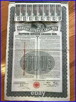 1924 German External Loan 7% Gold Bond $100 Dawes Loan