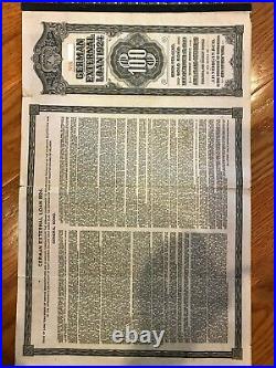 1924 German External Loan 7% Gold Bond $100 Dawes Loan