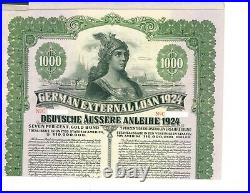 1924 German External Loan 7% Gold Bond $1000 Dawes Loan