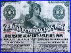 1924 German External Loan Insurance Certificate Series Bond 1000 Mark 2 Pcs/set