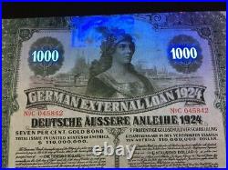 1924 German External Loan Insurance Certificate Series Bond 1000 Mark 2 Pcs/set