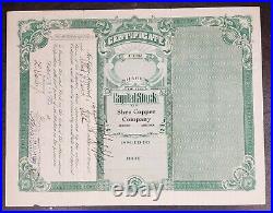 1925 Arizona Mining Stock Certificate Shea Copper Company #7751