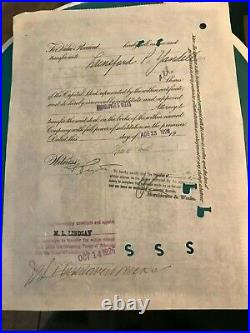 1926 Blue Mohawk Stock Certificate A7109 Michigan Hornblower & Weeks