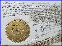 1926 Stock Certificate W. W. Mooney & Sons Inc, #27 Columbus, IN s/b Mooney