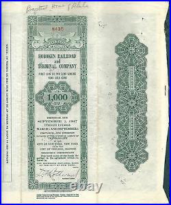 1927 NEW JERSEY Hoboken Railroad & Terminal Company Bond Stock Certificate
