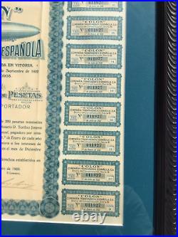 1928 Stock Certificate Colon Compania Transaerea Espanola Blimp Co