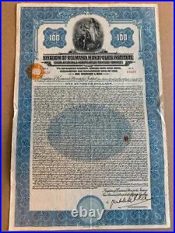 1929 Kingdom Of Romania Monopolies Institute Gold Dollar $100 Bond Uncancelled