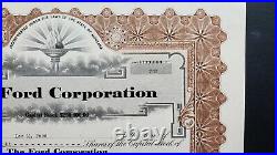 1929 The Lord Corporation Stock Certificate #8 Issued to Lee M. Ford