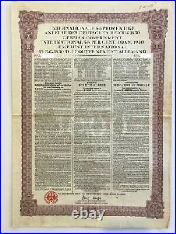 1930 German Government International 5 1/2% Loan 1.000 Gold Bond