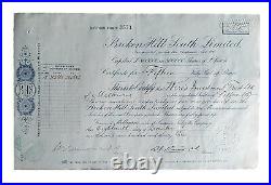 1930s Melbourne, MEL, SYD, AU Broken Hill South Limited Stock Certificate #3571