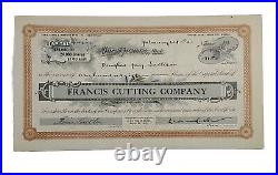 1931 Francis Cutting Co Stock Certificate #40 Issued To Douglas Jay Jackson