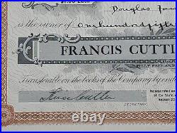 1931 Francis Cutting Co Stock Certificate #40 Issued To Douglas Jay Jackson