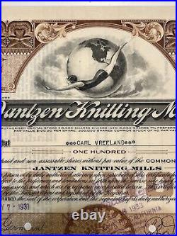 1931 Jantzen Knitting Mills Stock Certificate #1, (Portland, OR) Carl Vreeland