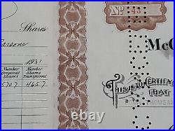 1931 Salt Lake City, UT McChrystal Investment Stock Certificate #43