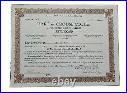 1932 Hart & Crouse Stock Certificate #146 Issued to Thomas H. Thomas (NY)