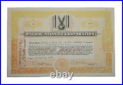 1933 Pacific-Atlantic Stock Certificate #C90 Issued To George Kinsman & Lillian