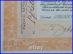 1933 Pacific-Atlantic Stock Certificate #C90 Issued To George Kinsman & Lillian