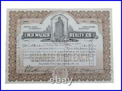 1935 Salt Lake City, UT M. H. Walker Realty Stock Certificate #120